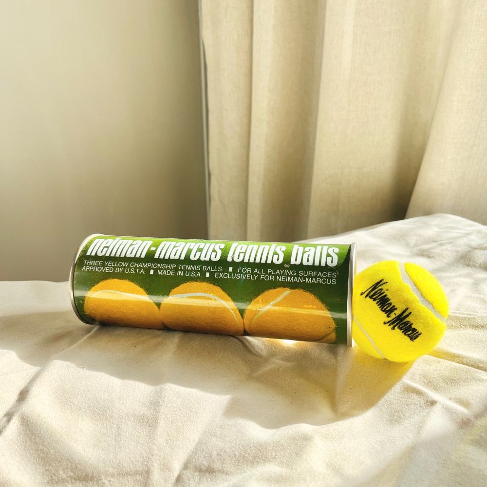 VTG 1980s Neiman Marcus Branded Designer Tennis Ball Tube (Set of 3)